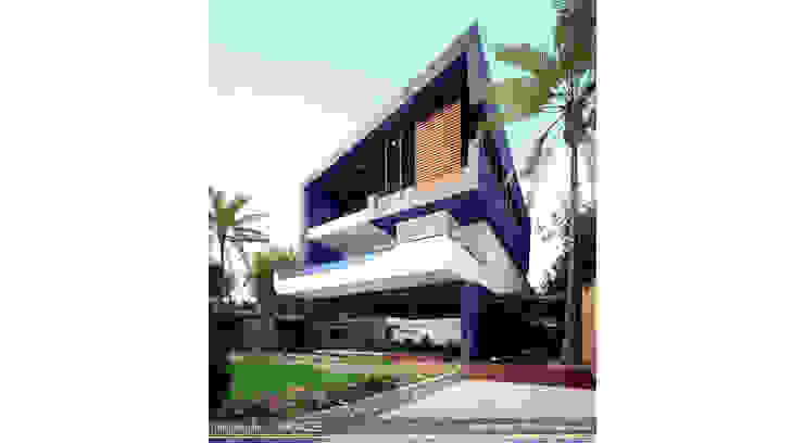 Main facade see view ARCADE DESIGNS Minimalist house Wood Blue
