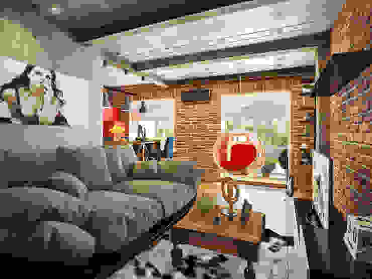 Studio in loft style, Rubleva Design Rubleva Design Industrial style living room