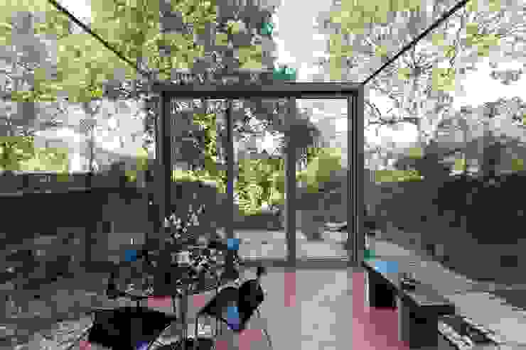 Frameless Glass Box Extension Trombe Ltd Modern dining room window,garden,roof,walls,cube,box,glazing,glass