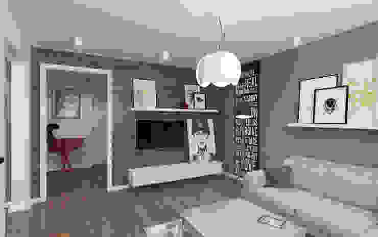 Small studio for young man in Krasnogorsk city Ksenia Konovalova Design Modern Living Room Wood Grey