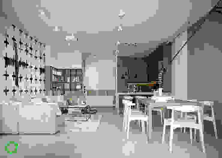 Living room Polygon arch&des Modern Living Room White Living room,interior,design