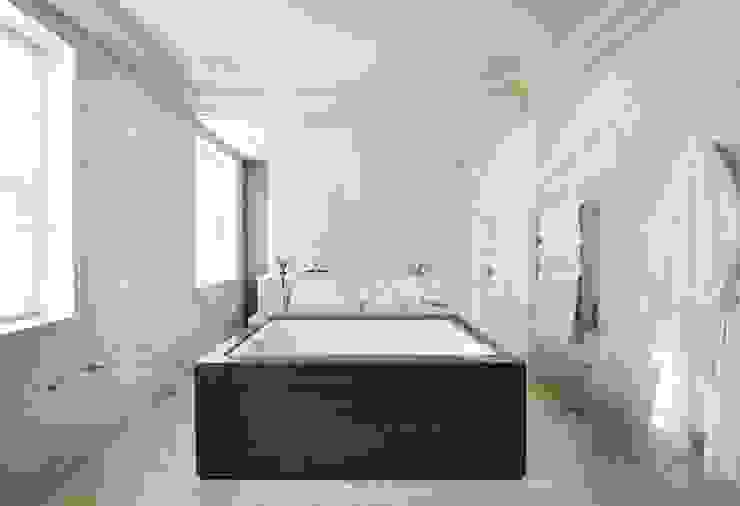 Bathroom KSR Architects Modern Bathroom Marble White freestanding bathtub,bathroom floor