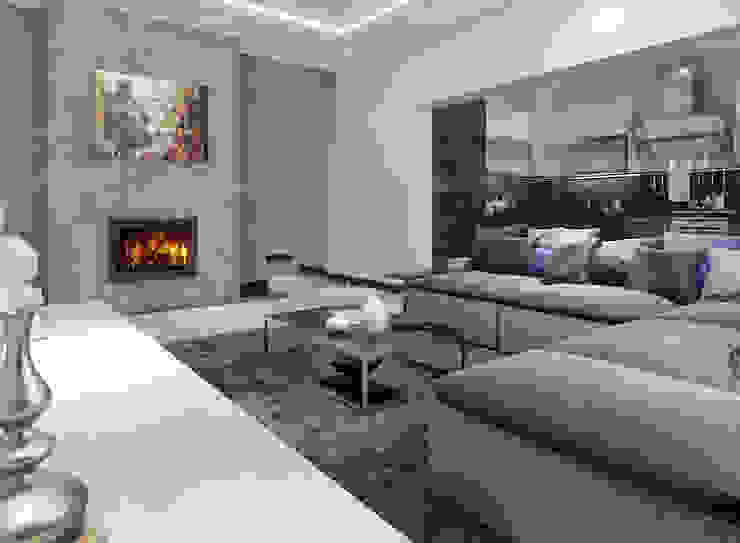 Betonoptik gestalten mit Kalk-Spachtelmasse, Paul Jaeger GmbH & Co. KG Paul Jaeger GmbH & Co. KG Moderne Wohnzimmer Beton Grau Möbel,Eigentum,Couch,Bilderrahmen,Tisch,Weiß,Kompfort,Wohnzimmer,Beleuchtung,Innenarchitektur