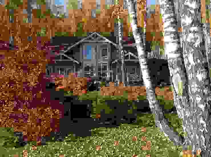 Дом и баня в поселке Гавриково, МО. ItalProject Дома в стиле кантри Дерево Серый