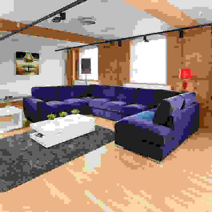 Extra Large Sofa Set Settee Corner Group U / L Shape Blue 4.0 x 2.6m L Quatropi ltd Гостиная в стиле модерн Синий Диваны и кресла