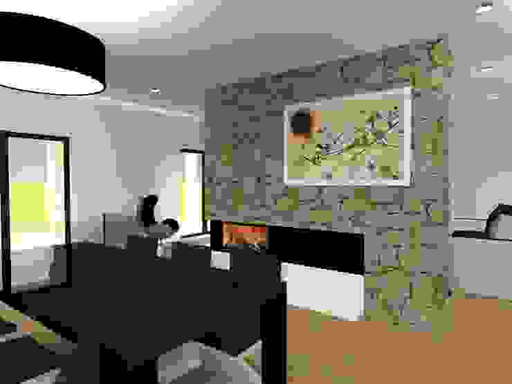 Moradia Tradicional – Braga Salas de jantar rústicas por Esboço Arq. Rústico