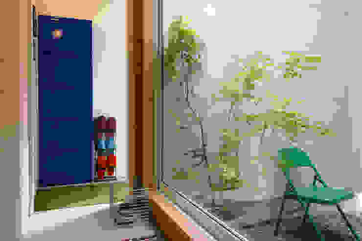 またしたニャーの家, 風景のある家.LLC 風景のある家.LLC 인더스트리얼 복도, 현관 & 계단 돌 녹색
