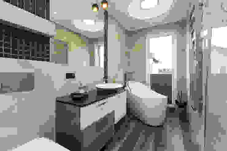 Dom monochromatyczny - realizacja, in2home in2home Minimalist bathroom Beige