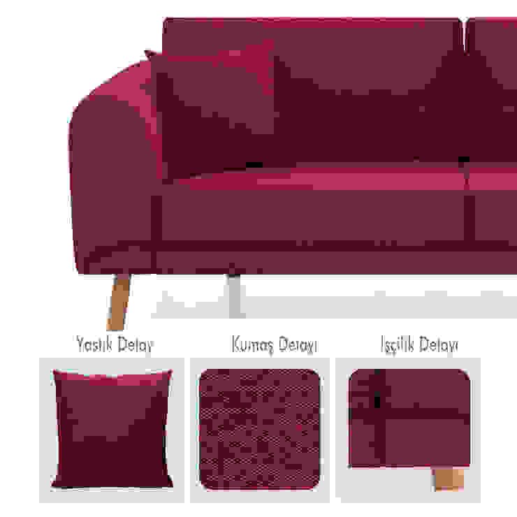 Lucky Yatakli Uclu Yatakli Kanepe Bordo Homify