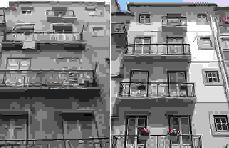 Antes e depois - fachada A.As, Arquitectos Associados, Lda Casas modernas recuperação,centro,habitação