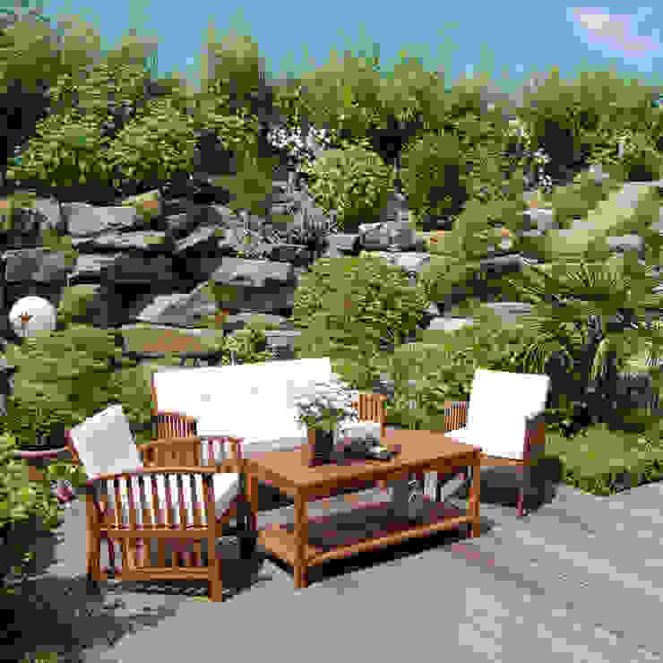 In einem tiefer gelegten Gartenteil zwischen Steinen und Pflanzen... 2kn Architekt + Landschaftsarchitekt Garten im Landhausstil Stein Grün Landschaftsarchitekt,Steingarten