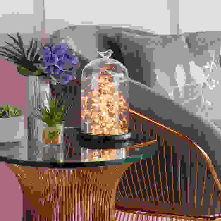 Bell Jar Table Light - Dark Wood & Copper Litecraft Living roomLighting Glass