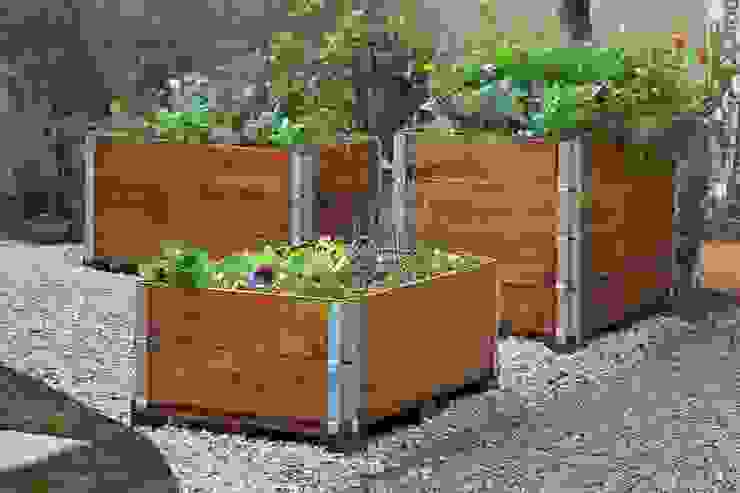 Organic vegetable and herb garden in recycled pallets planter Acton Gardens Industrial style garden