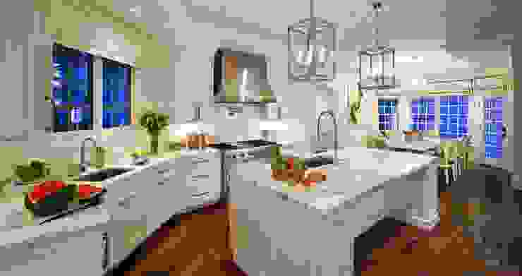 Kitchen Kellie Burke Interiors Kitchen island,pendants,white counters,stainless steel