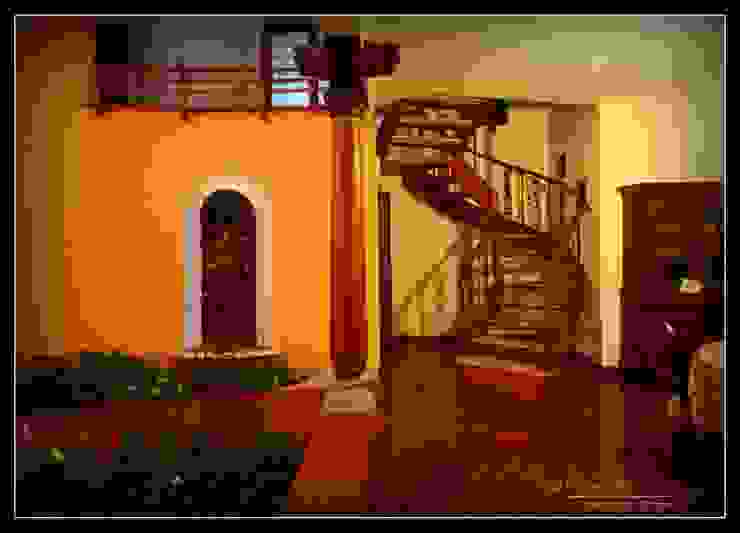 Temple Bells—Arati and Sundaresh's Residence Sandarbh Design Studio Eclectic style corridor, hallway & stairs