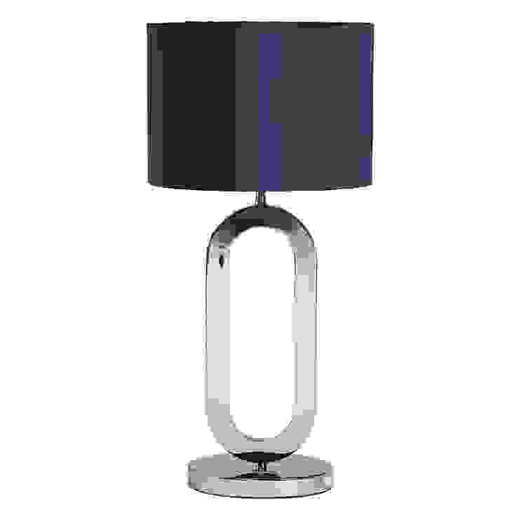 Oval 1 Light Table Lamp with Blue Shade - Chrome Litecraft Living roomLighting