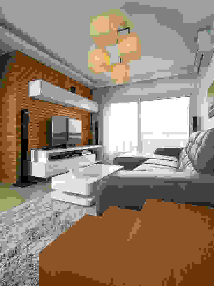 Living Room CUBEArchitects Soggiorno minimalista Effetto legno