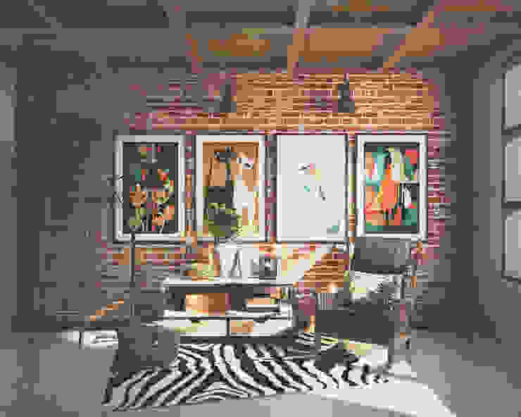 Playfull Area Veon Interior Studio Ruang Media Gaya Rustic Batu Bata Multicolored design,love,rustic,playfull,ecletic,carpet