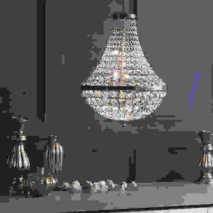 Large Crystal Basket Ceiling Pendant - Antique Brass Litecraft Living roomLighting