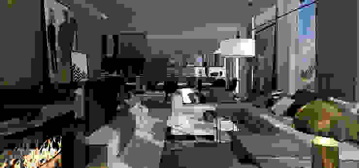 AK – Westown STUDIO PARADIGM Salones de estilo moderno