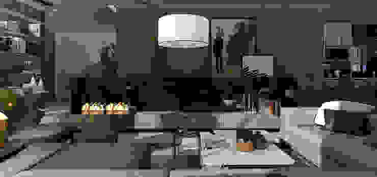 AK – Westown STUDIO PARADIGM Salones de estilo moderno