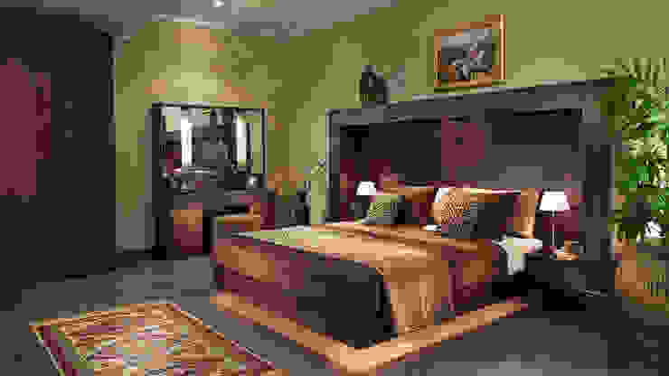 غرف نوم خشب بني