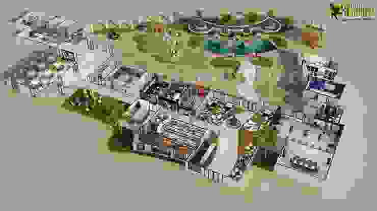 3D Resort Site Plan Layout Concept Design by Yantram online 3d floor plan Liverpool, UK homify Commercial spaces Concrete Grey Hotels