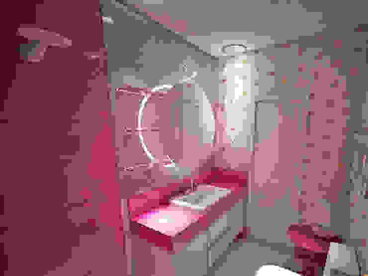 Casa de Banho Studio Bossa Decoração de Interiores Casas de banho ecléticas Pedra Rosa Espelho,Construção,Encanamento,Toque,Pia,Roxa,Banheiro,Pia do banheiro,Toalete,Design de interiores