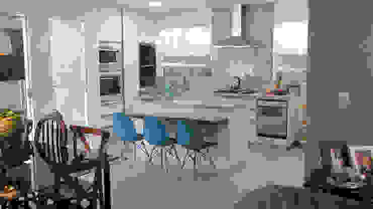 Living integrado - sala de jantar e cozinha Panorama Arquitetura & Interiores Cozinhas ecléticas retrofit,renovation,architecture,interiores,reforma,arquitetura,contemporâneo,cozinha,sala de jantar,sala de estar,living,interior design
