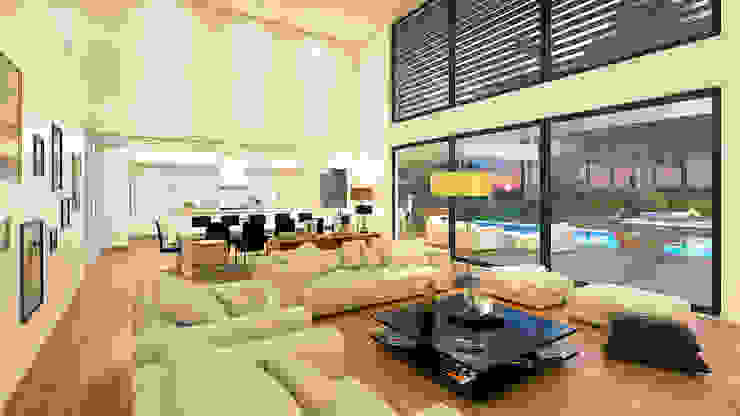 Salon moderne par Traçado Regulador. Lda Moderne Bois Effet bois