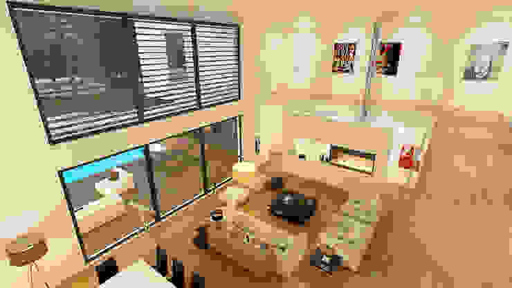 Salon moderne par Traçado Regulador. Lda Moderne Bois Effet bois