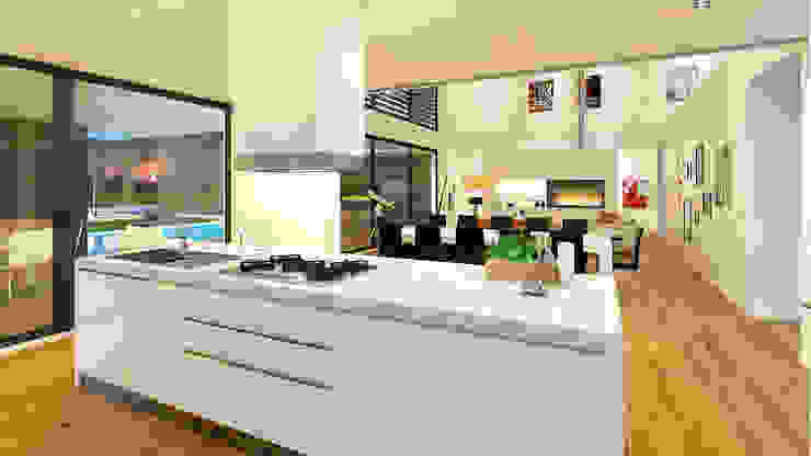 Cuisine moderne par Traçado Regulador. Lda Moderne Bois Effet bois