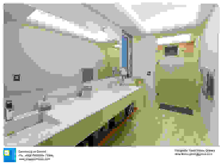 Excelencia en Diseño Phòng tắm phong cách thực dân Đá hoa White