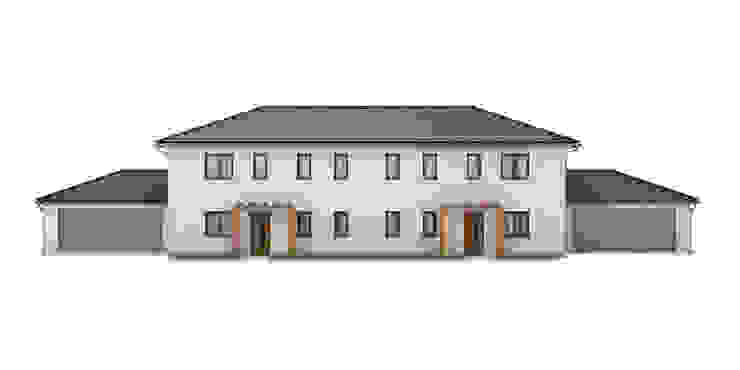 Doppelhaus Fassade renderslot Mehrfamilienhaus Stein Weiß Fassade,Pergola