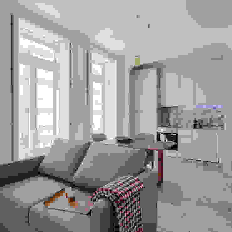 Sala de Estar e Jantar - Pisos 1 e 2 por Pedro Ferreira Architecture Studio Lda Minimalista