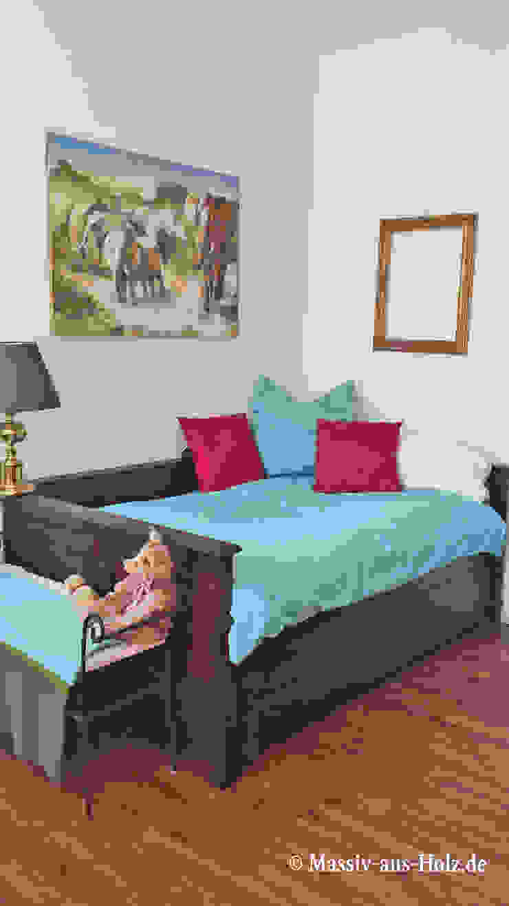 Ausziehbett Mit Lehne Und In Farbe Kolonial Von Massiv Aus Holz