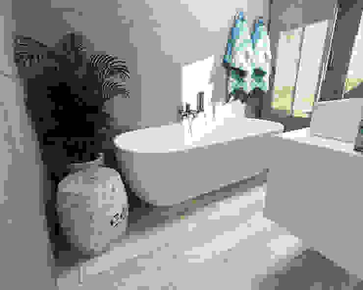 Ambientes 3D de casas de banho Smile Bath, Smile Bath S.A. Smile Bath S.A. Casas de banho modernas Banheira acrílica,My Silver banheira,banheira gabriela,chão madeira,cinza,branco