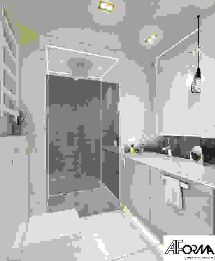 modern apartament in grey AFormA Architektura wnętrz Anna Fodemska Modern Bathroom Grey