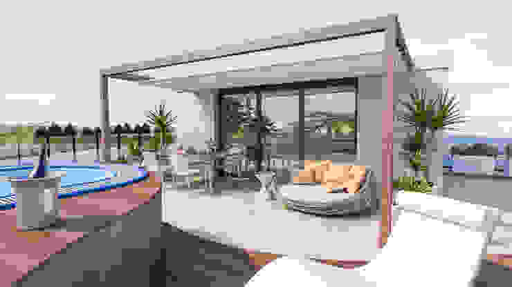 Ambiente wellness in una terrazza privata di un attico situato: Viganello in Svizzera, studiosagitair studiosagitair Тераса