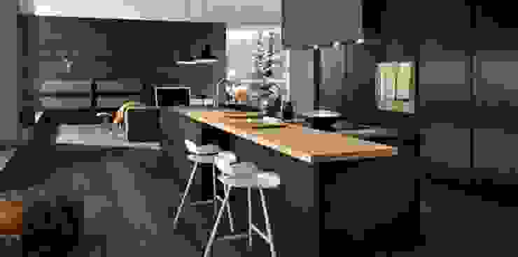 Proyecto de diseño interior y mobiliario andres y cia Cocinas modernas Madera Negro