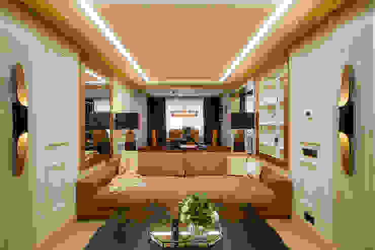 Реализованный интерьер квартиры на ул.Авиационная, Дизайн Студия 33 Дизайн Студия 33 غرفة المعيشة