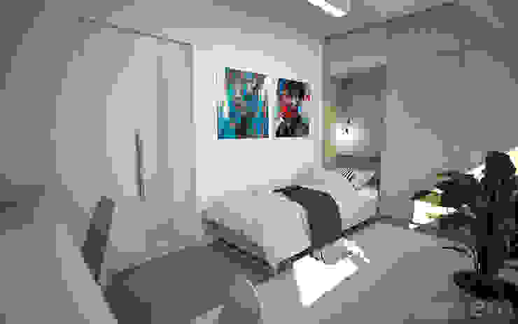 Interieurontwerp 3D impressie logeerkamer Studio-em Minimalistische slaapkamers interieurontwerp