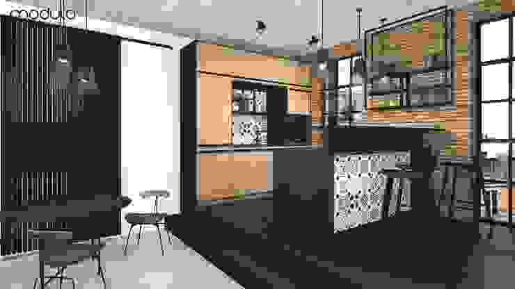 MIESZKANIE w stylu industrialnym MODULO Pracownia architektury wnętrz Industrialna kuchnia