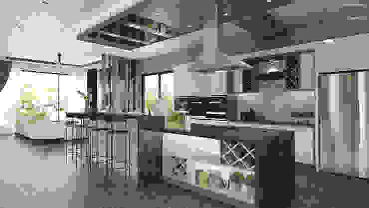DINING WITH THE DRY KITCHEN Enrich Artlife & Interior Design Sdn Bhd Modern style kitchen Black