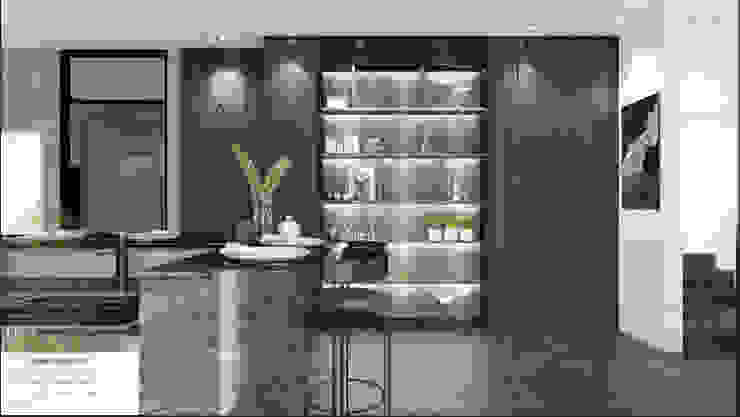 DINING WITH THE DRY KITCHEN Enrich Artlife & Interior Design Sdn Bhd 現代廚房設計點子、靈感&圖片 Black