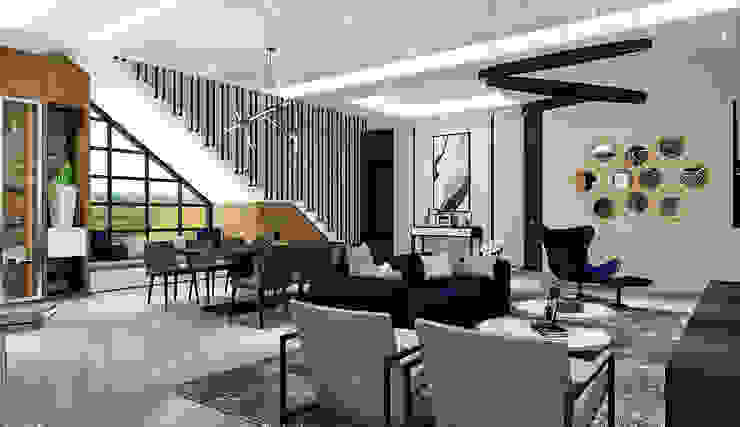 CL house Siantar Lighthouse Architect Indonesia Ruang Makan Modern Beige