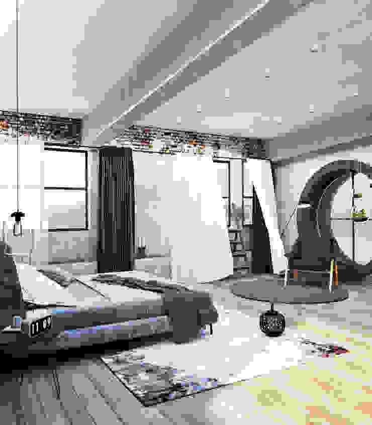 Спальня в стиле LOFT STONE design Спальня в стиле лофт Бетон Серый спальня,лофт,дизайн