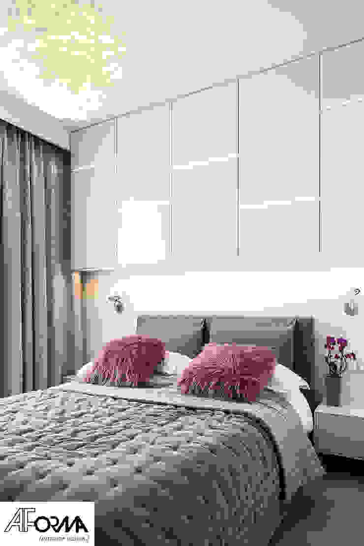 modern apartament in grey AFormA Architektura wnętrz Anna Fodemska Modern Bedroom Grey