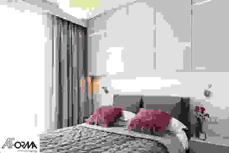 modern apartament in grey AFormA Architektura wnętrz Anna Fodemska Modern Bedroom Grey