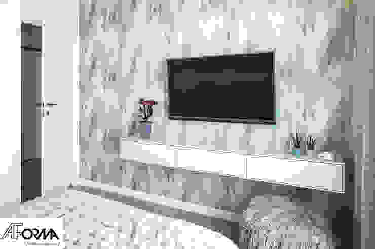 modern apartament in grey AFormA Architektura wnętrz Anna Fodemska Modern Bedroom